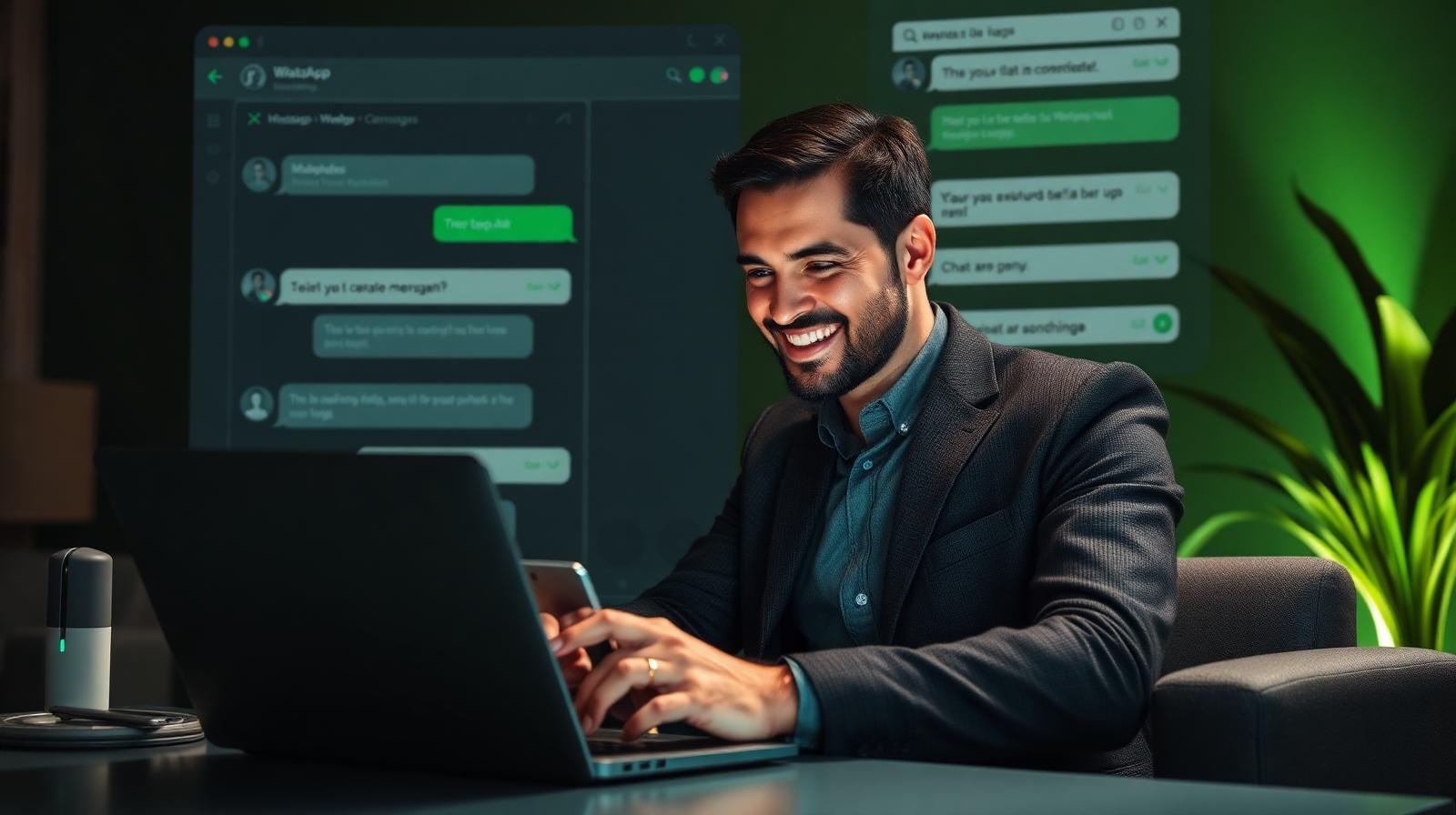 Empresário reduzindo o tempo de resposta no WhatsApp com apoio da inteligência artificial